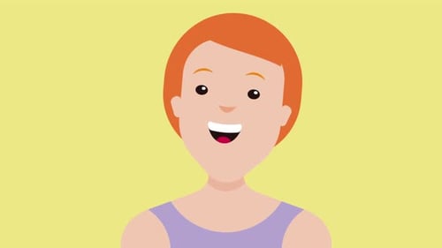 Animation 2D d'une femme regardant autour de soi 4K