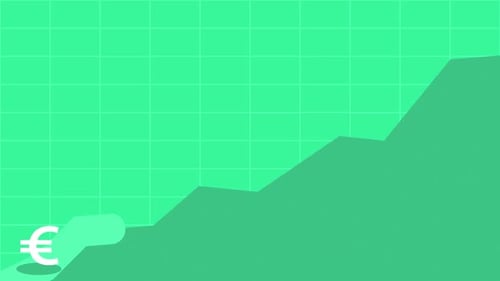 Euro growth with European economy rising in global market animation
