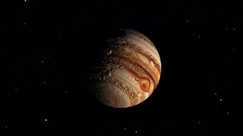 Der Jupiterplanet rotiert auf seiner eigenen Umlaufbahn im Weltraum