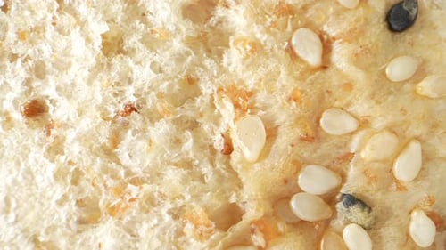 Extreme Macro of Bread Surface with Sesame Seeds