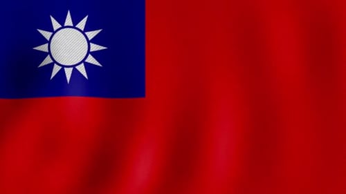 Taiwan Flag Waving Seamless Loop on Fabric