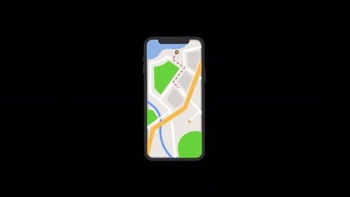 Flat Design Smartphone Map Navigation with Location Pin