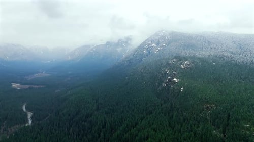 Aerial View of Stunning Mountain Landscape in Winter Taken Near Vancouver