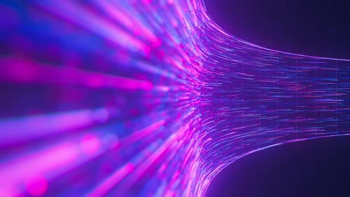 Big Data Light Speed Flow Abstract Digital Data Stream of Quantum Computing Cyberspace of Qubit