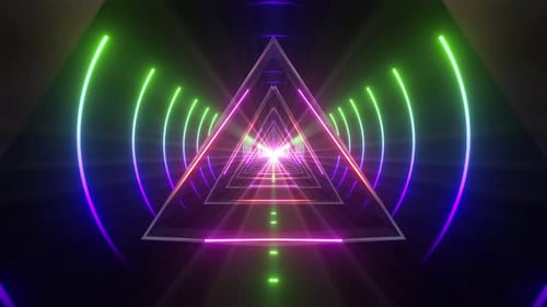 4 K Colored Abstract Neon Tunnel 3
