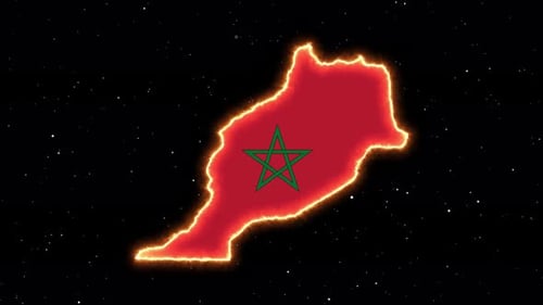 Animated Morocco Map with Fiery Glowing Outline