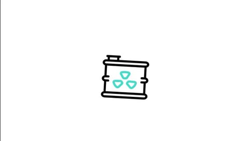 Animated Radioactive Waste Barrel in Flat Line Art Style