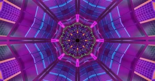 Vibrant Neon Geometric Tunnel Loop Background