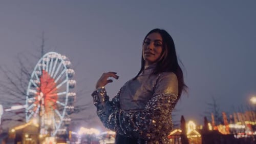Beautiful Model in a Amusement Park