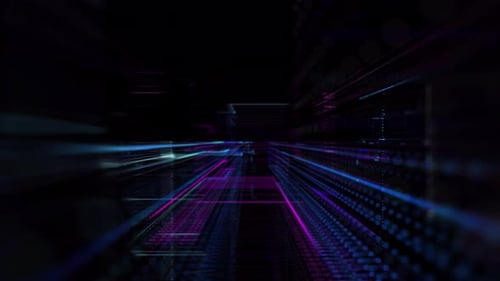 Futuristic Digital Grid Tunnel Background Animation
