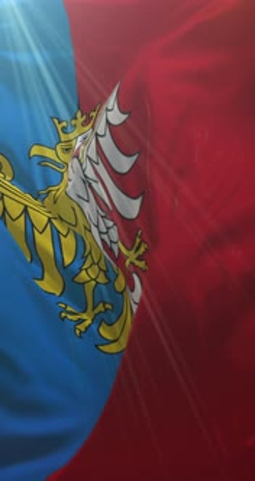 Dynamic Vertical Flag Waving with Heraldic Eagle Designs