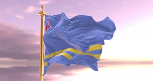 Die Flagge von Aruba weht im Wind — 4K-Kinoanimation