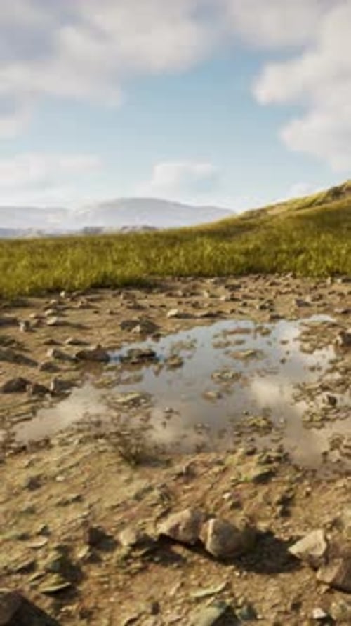 Aerial View of Ridge in Massif with Mountain Huts