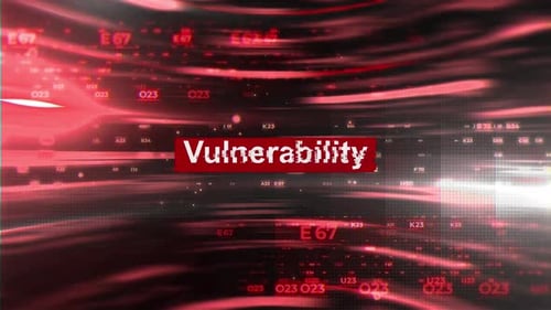 Vulnerability Words In Hacking On Digital Background