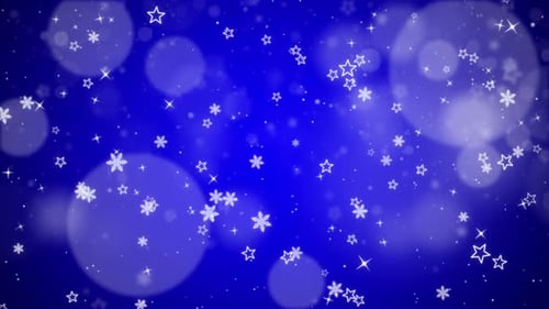 Sparkling Blue Winter Holiday Background with Snowflakes and Stars