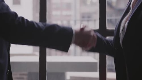 Business Handshake in Office Building