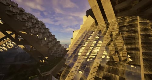 Estructuras arquitectónicas modernas que se extienden hacia el cielo en el paisaje urbano