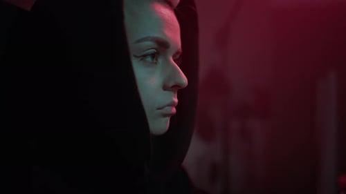 Entschlüsselungsprozess für Lady Hacker in Hood, Überwachungsserver