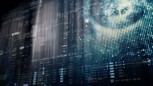 Abstract Futuristic Technology Data Flow Digital Grid Background