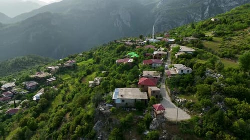 Mountain's End Aerial Vantage Point of a Scenic Village Marking the Culmination of an Extraordinary
