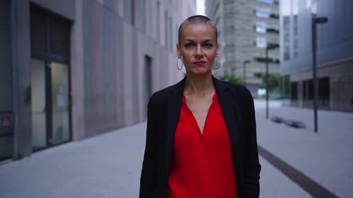 Group of Successful Only Diverse Business Women Walking Confident Towards Camera Outdoors