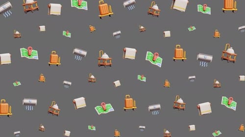 Hotel Seamless Pattern Luggage Room Service Hospitality Travel