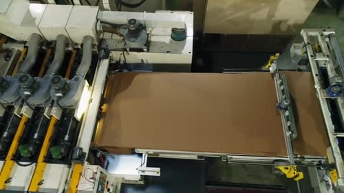 New Cardboard Paper Processed By Production Line Upper View