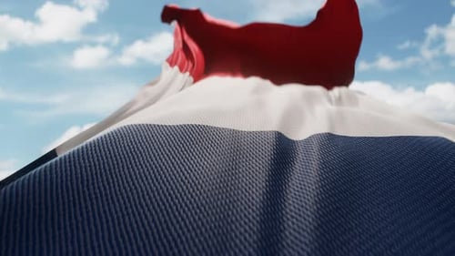 Wavy Flag of France Blowing in the Wind in Slow Motion Waving Colorful French Flag Team Symbol