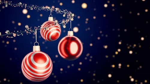 Animated Christmas Ornaments and Twinkling Lights Background