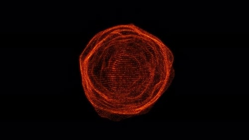 Roter abstrakter Kugelanimationshintergrund. Energieplasmaball.