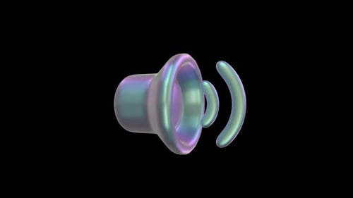 Iridescent 3D Speaker Icon Emitting Sound Loop Animation