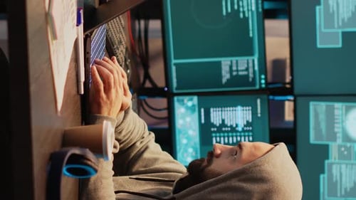 Ladrão vertical que hackeia Vídeo invade sistema de segurança cibernética