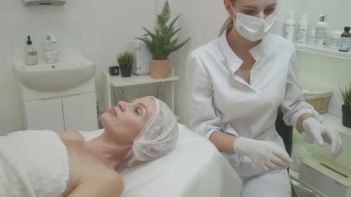 Woman Getting Facial at Medical Spa