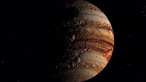 Der Jupiterplanet rotiert auf seiner eigenen Umlaufbahn im Weltraum