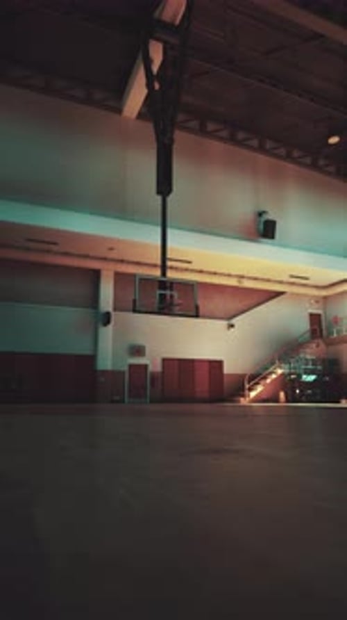 Desolate Basketball Court With Hoop
