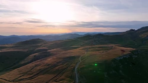 Aerial view of the Bucegi Mountains, Romania