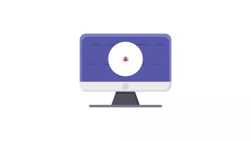 Animated Flat Design Computer Bug Security Alert