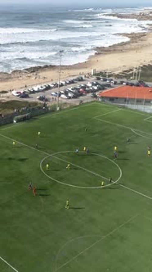 Vertical Video of Soccer Match Aerial View