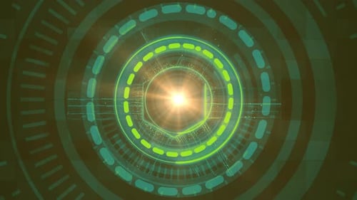 Futuristisches Neon Tech HUD-Interface mit Datenströmen und optischem Lichtanimationsvideo