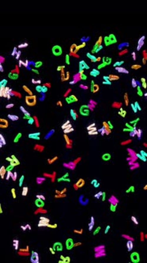 Falling Colorful 3D Alphabet Letters Loop