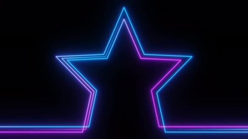 Purple Neon Star Frame Loop Animation Background