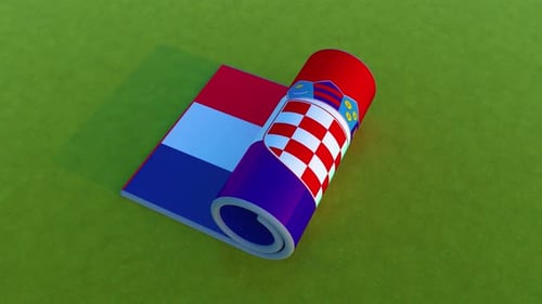3D Croatian Flag Unrolling Animation
