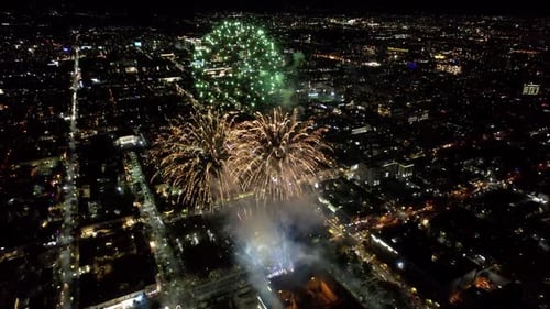 Huge Bright Flashes From Fireworks in City Center