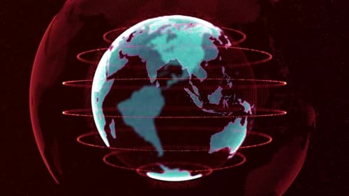 Linhas de conexão 3D ao redor do globo terrestre Movimento do fluxo de dados