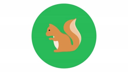 Animated Flat Design Squirrel Icon Eating