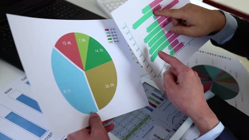 Businessman With Financial Statement Analysis And Statistics