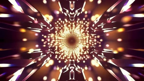 Abstrakter schimmernder goldvioletter Kaleidoskoptunnel