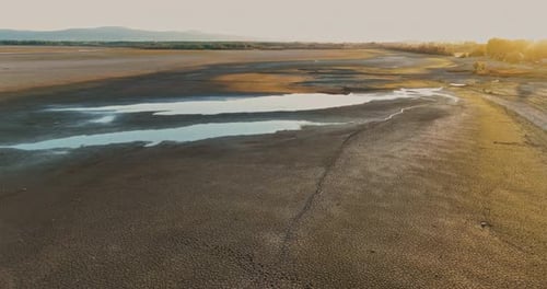 View of Sunset During Drought