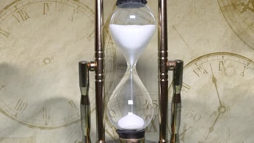 Close up of a transparent hourglass. Time concept