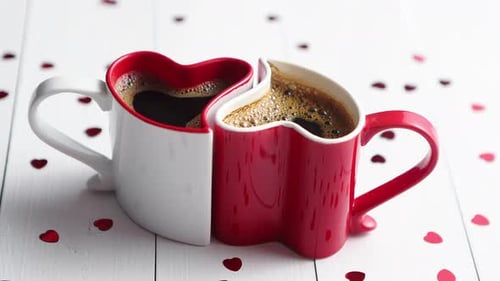 Heart Mugs with Coffee and Confetti Zoom